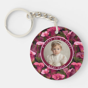 Trendy photo keepsake Calla Lilies Floral Keychain