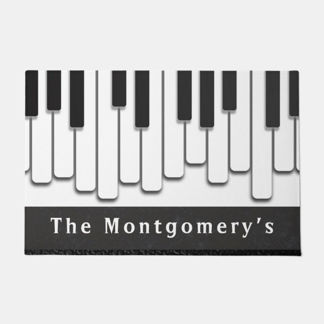 Trendy Piano Keys Monogram Doormat (Front)