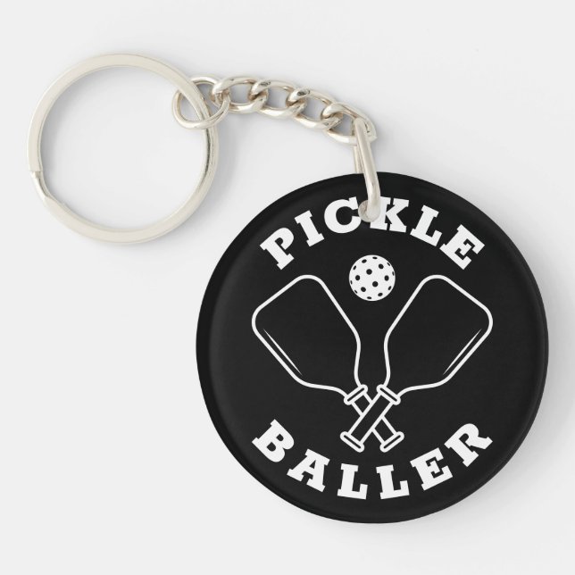 Trendy Pickle Baller Black Keychain (Front)