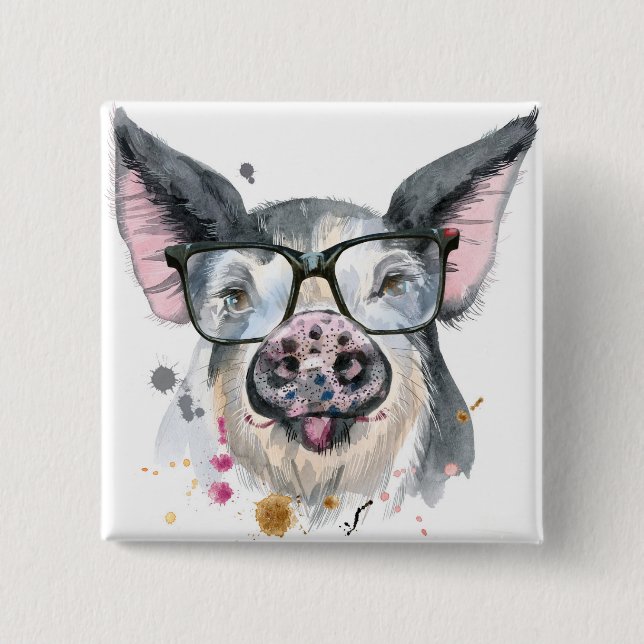 Trendy Pig 2 Inch Square Button (Front)