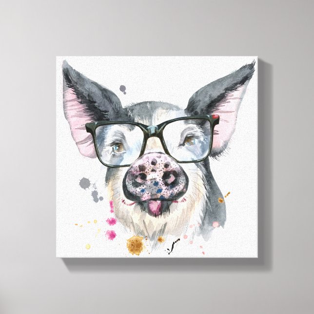Trendy Pig Canvas Print (Front)