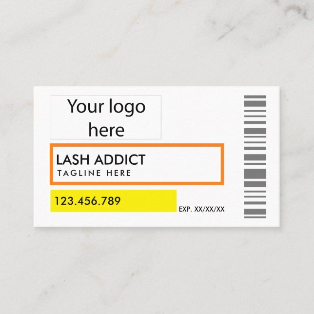 trendy pill bottle lashes package label business c business card (Front)