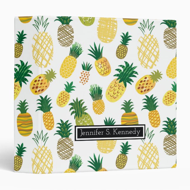Trendy Pineapple Pattern | Add Your Name Binder (Front/Spine)