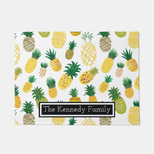 Trendy Pineapple Pattern   Add Your Name Doormat