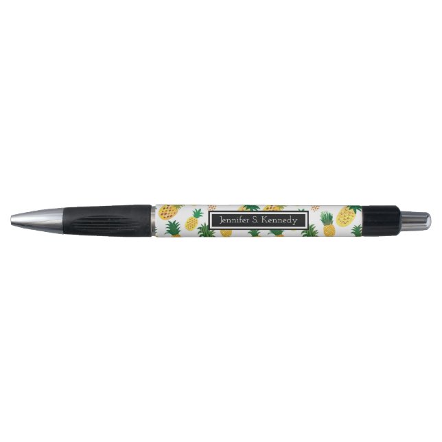 Trendy Pineapple Pattern | Add Your Name Pen (Front)