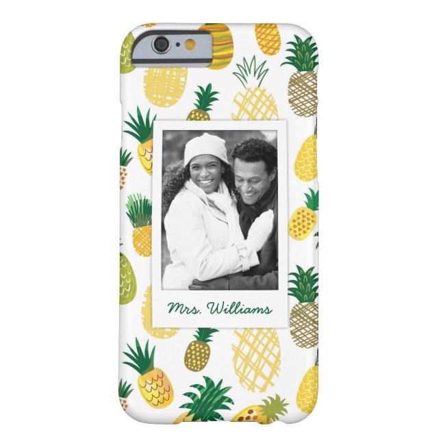 Trendy Pineapple Pattern | Add Your Photo & Name Case-Mate iPhone Case (Back)