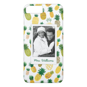 Trendy Pineapple Pattern Add Your Photo & Name iPhone 8 Plus/7 Plus Case