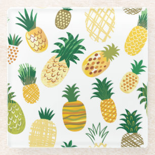 Trendy Pineapple Pattern Glass Coaster