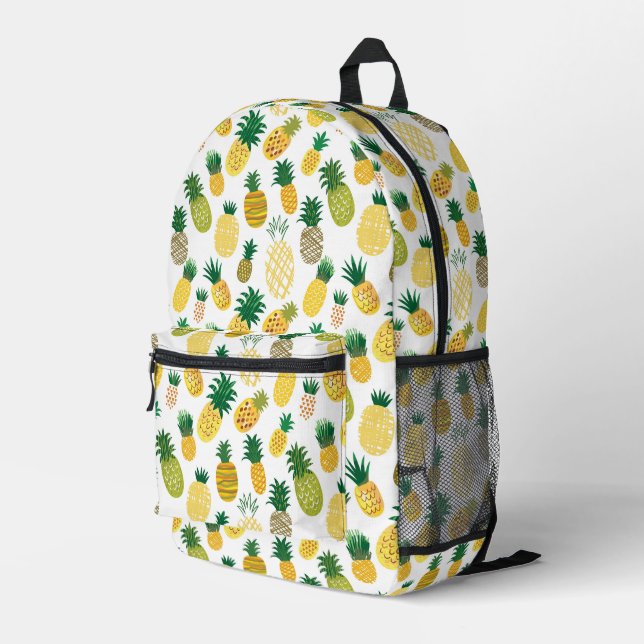 Trendy Pineapple Pattern Printed Backpack (Back Corner Right)
