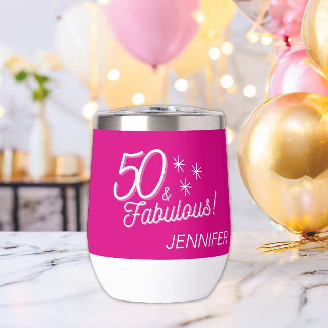 Trendy Pink 50 And Fabulous Birthday (Creator Uploaded)