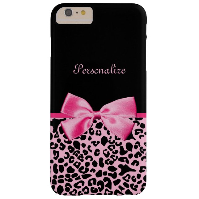 Trendy Pink And Black Leopard Hot Pink Ribbon Case-Mate iPhone Case (Back)
