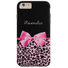 Trendy Pink And Black Leopard Hot Pink Ribbon