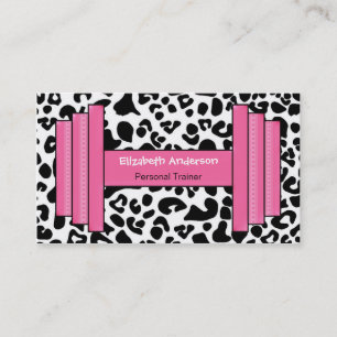 Trendy Pink And Black Leopard Personal Trainer Business Card