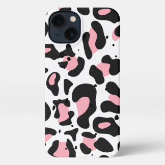 Trendy Pink and Black Leopard Print iPhone 13 Case