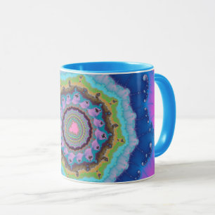 Trendy Pink and Blue Fractal Mug