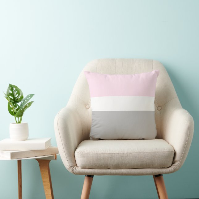 Trendy Pink and Grey Colour Block  Throw Pillow (Chair)
