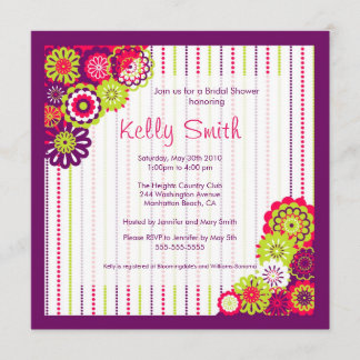 Trendy Pink and Purple flower Bridal Shower Invite
