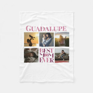 Trendy Pink Best Mom Ever Photo Collage Fleece Blanket