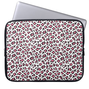 Trendy pink black cheetah print laptop sleeve
