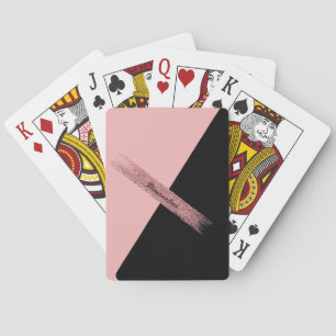 Trendy Pink Black Glitter Personalized Chic Glam Playing Cards