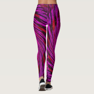 Trendy Pink Black Stripes Leggings