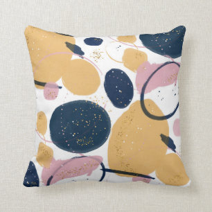 Trendy Pink Blue Strokes Abstract Creative Art Throw Pillow