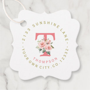 Trendy Pink Blush Floral Circular Address Label