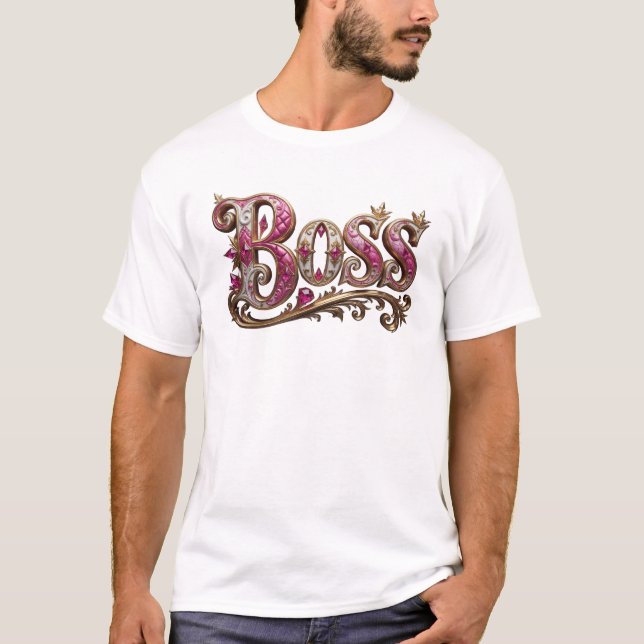 Trendy Pink BOSS Artistic Expression T-Shirt (Front)