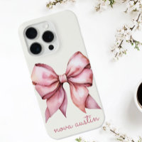 Trendy Pink Bow Personalized With Name Monogram
