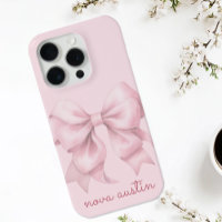 Trendy Pink Bow Personalized With Name Monogram