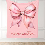 Trendy Pink Bow Personalized With Name Monogram Fleece Blanket<br><div class="desc">Wrap your little one in a touch of elegance with our Trendy Pink Bow Personalized Monogram Fleece Blanket. Perfect for any newborn baby gift, this blanket features a charming preppy coquette bow design that adds a sweet, stylish touch to any nursery. Crafted from ultra-soft fleece, it provides warmth and comfort,...</div>