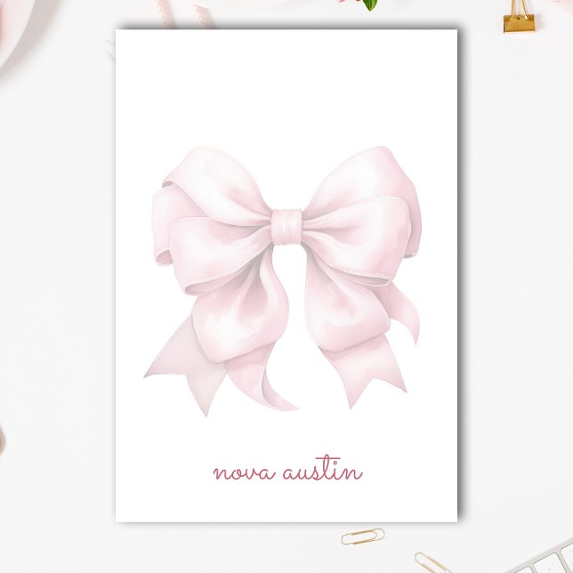 Trendy Pink Bow Personalized With Name Monogram Post-it Notes (Creator Uploaded)