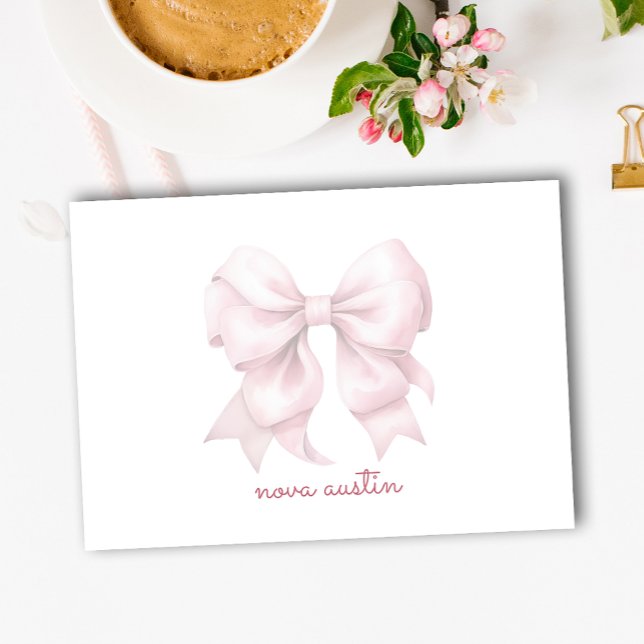 Trendy Pink Bow Personalized With Name Monogram Post-it Notes (Creator Uploaded)