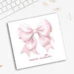 Trendy Pink Bow Personalized With Name Monogram Post-it Notes<br><div class="desc">Experience the perfect blend of style and function with our Personalized Notes, designed with a trendy coquette aesthetic and adorned with a preppy pink coquette bow. The watercolor pink bow adds a touch of vintage girly charm, reflecting the grandmillennial stationery trend. These personalized sticky notes are perfect for adding a...</div>