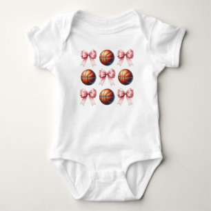 Trendy Pink Bows and Basketball Balls Design Baby Bodysuit