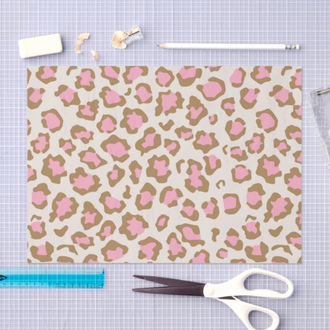 Trendy Pink Brown Leopard Spots Boho Decoupage Tissue Paper (Craft)