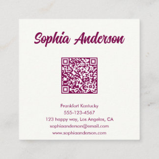 Trendy Pink Chequerboard with QR Code Square Business Card