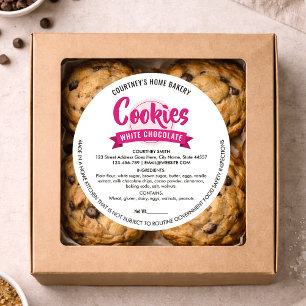 Trendy Pink Cookies Label Cottage Bakery Packaging