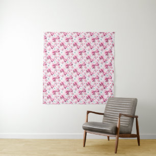 Trendy pink coquette bow pattern with cute girly tapestry