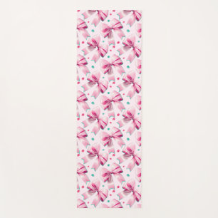 Trendy pink coquette bow pattern with cute girly yoga mat