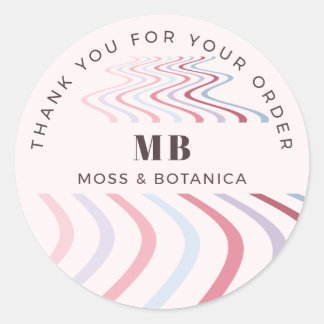 Trendy Pink Coquette Monogram Business Thank You Classic Round Sticker