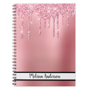 Trendy Pink Dripping Glitter  Notebook