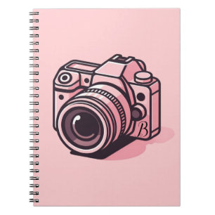 Trendy Pink DSLR Camera Photography Personalized Notebook
