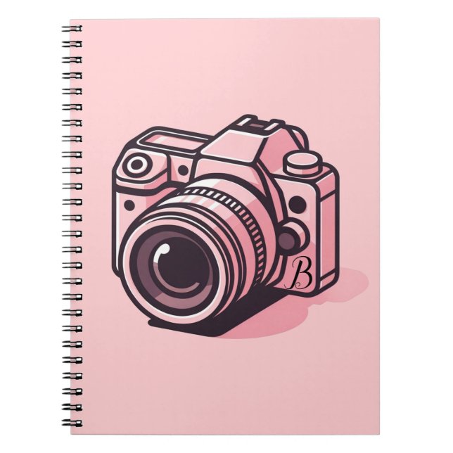 Trendy Pink DSLR Camera Photography Personalized Notebook (Front)