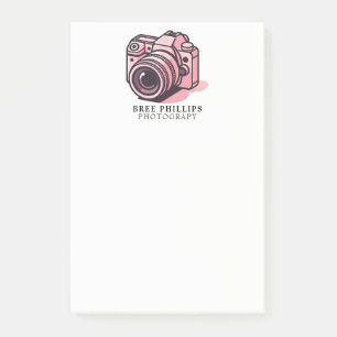 Trendy Pink DSLR Camera Photography Personalized Post-it Notes