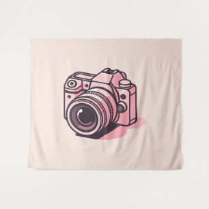 Trendy Pink DSLR Camera Photography Personalized Tapestry