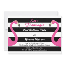 Trendy Pink Flamingo 21st Birthday Party Invite