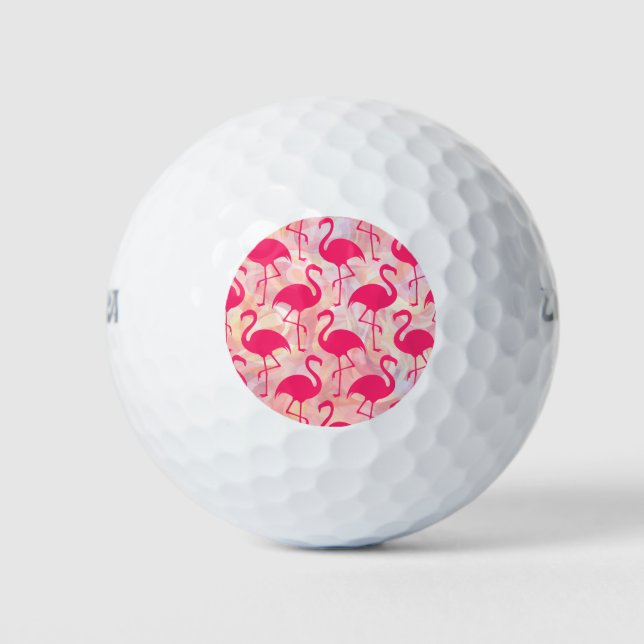 Trendy Pink Flamingo Pattern Golf Balls (Front)
