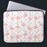 Trendy Pink Flamingos and Chevrons Pattern Laptop Sleeve<br><div class="desc">A whimsical trendy design featuring a pattern of pink flamingos over light grey and white chevron zig-zag pattern.</div>