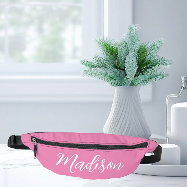 Trendy Pink Girls Name Handwritten Script Custom Fanny Pack (Creator Uploaded)